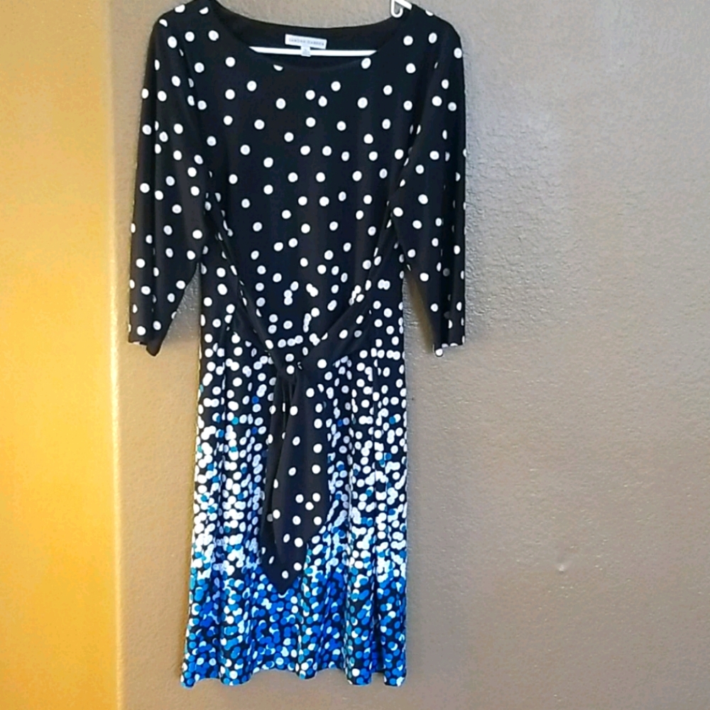 Wonderful black/white/blue polka dot dress